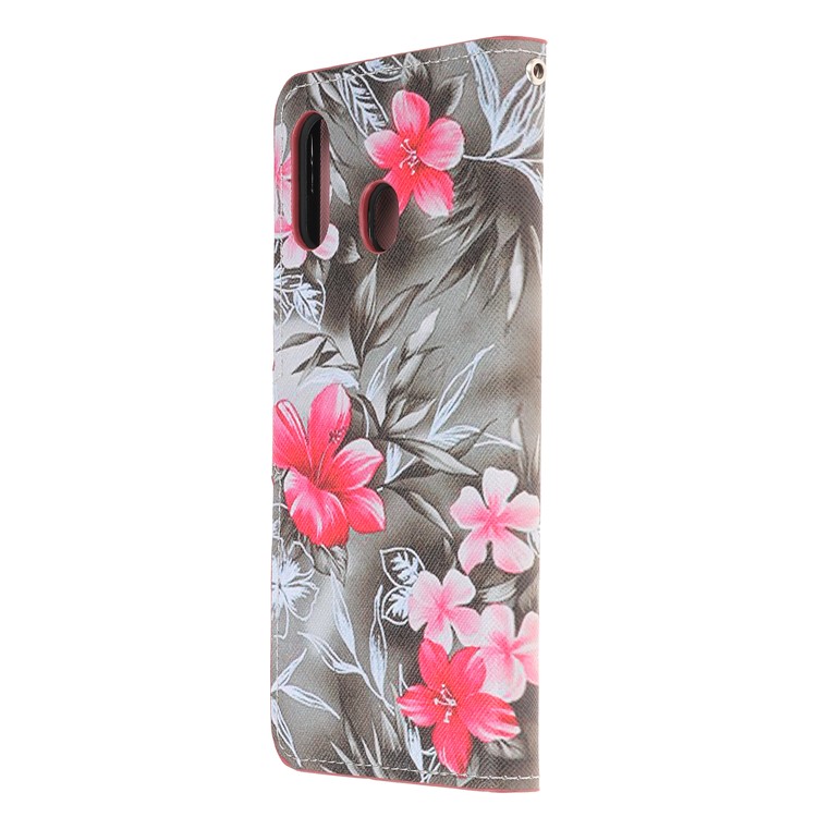 Pattern Printing Leather Wallet Stand Case for Samsung Galaxy A20/A30 - Vivid Flowers-2