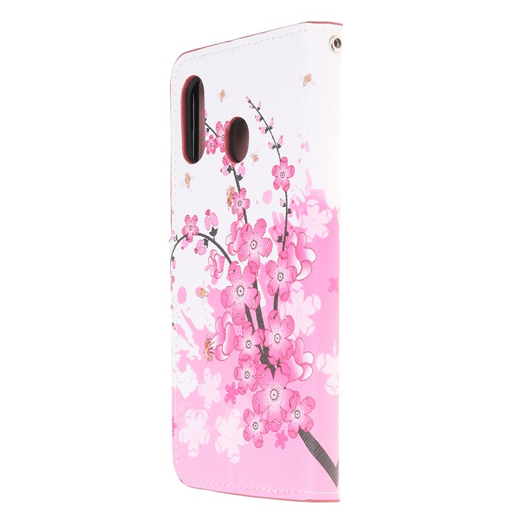 Pattern Printing Leather Wallet Stand Case for Samsung Galaxy A20/A30 - Plum Blossom-2