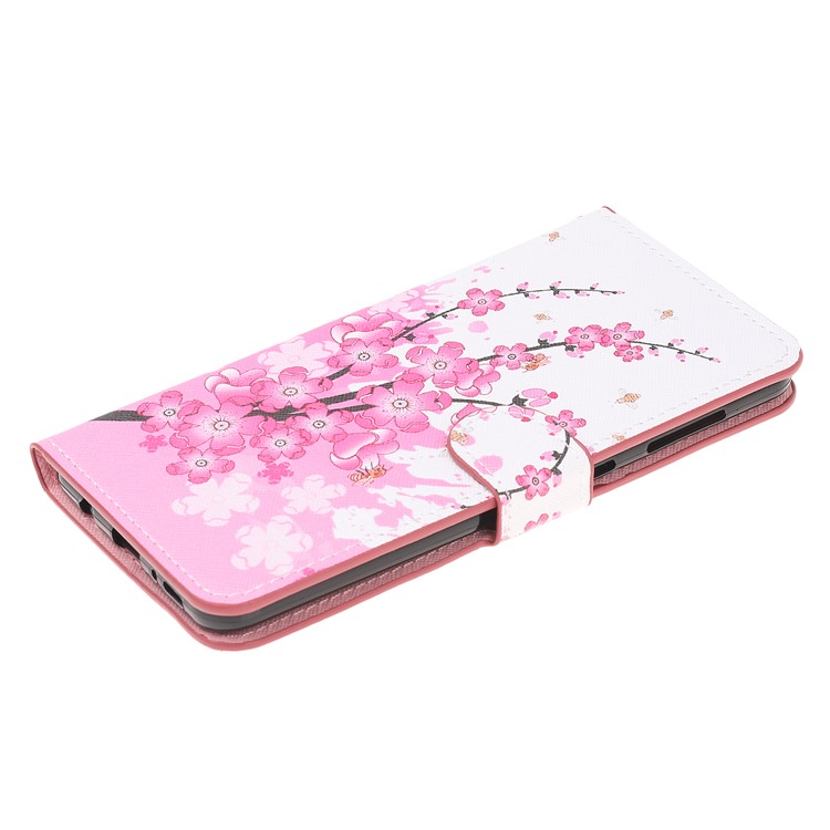 Pattern Printing Leather Wallet Stand Case for Samsung Galaxy A20/A30 - Plum Blossom-4