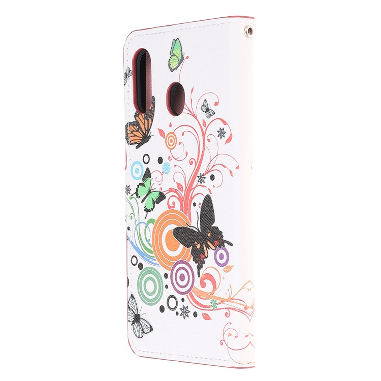 Pattern Printing Leather Wallet Stand Case for Samsung Galaxy A20/A30 - Butterfly Circles-2