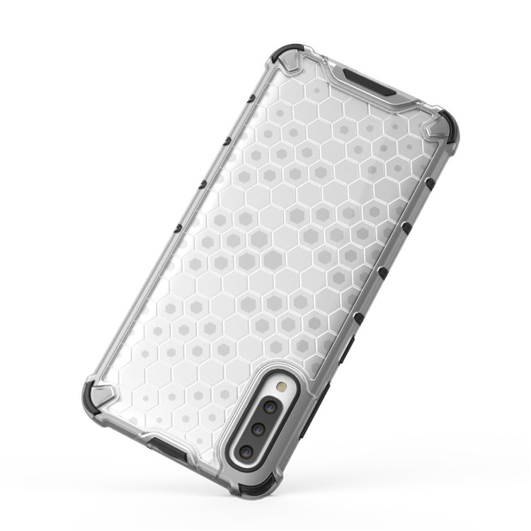 Couverture de Téléphone Hybride Hybride Pour Les Chocs de Motif en Nid D'abeille Pour Samsung Galaxy A70 - Blanche