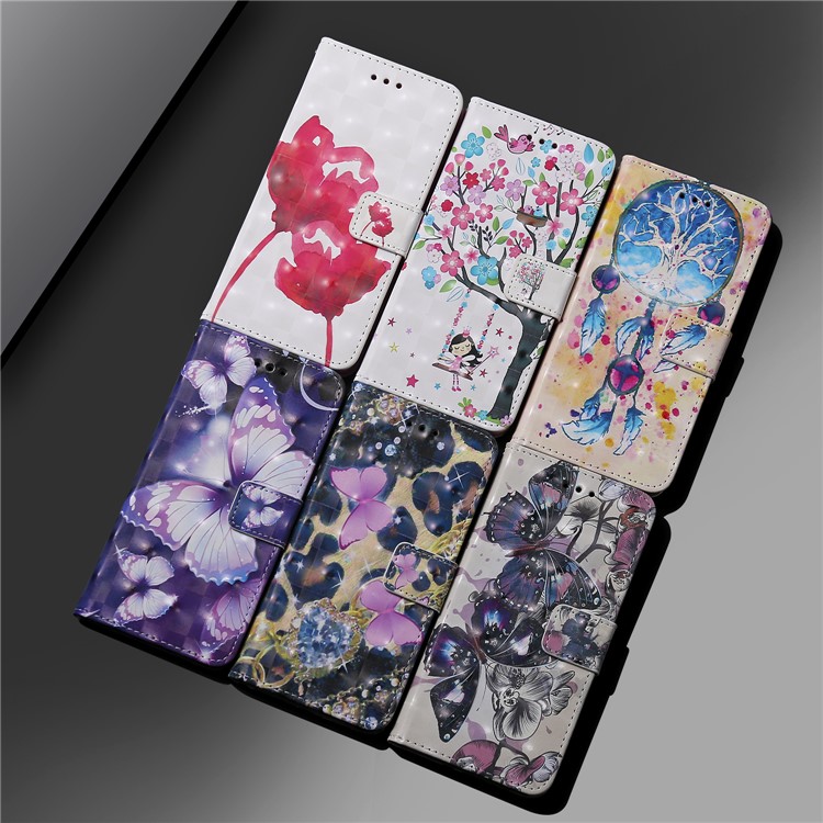 Light Spot Decor Patterned Leather Wallet Case for Samsung Galaxy A20/A30 - Flowered Tree-10