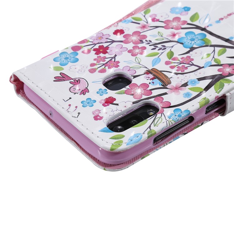 Light Spot Decor Patterned Leather Wallet Case for Samsung Galaxy A20/A30 - Flowered Tree-8