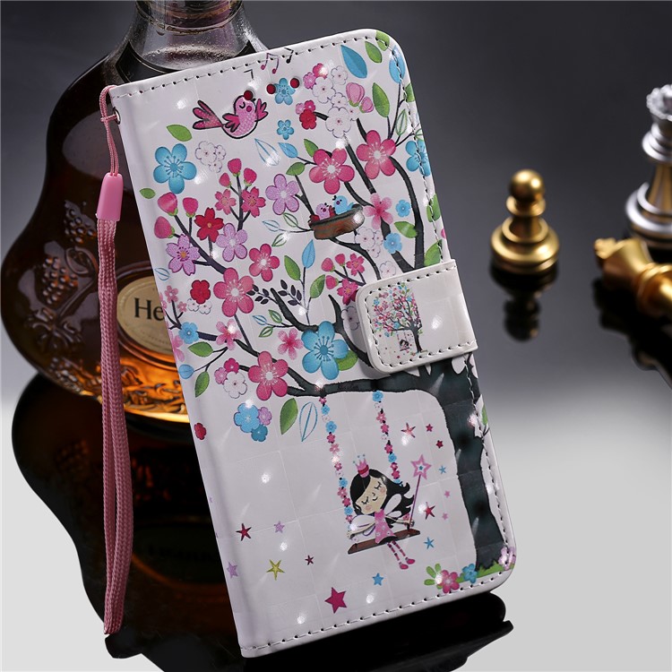 Light Spot Decor Patterned Leather Wallet Case for Samsung Galaxy A20/A30 - Flowered Tree-9