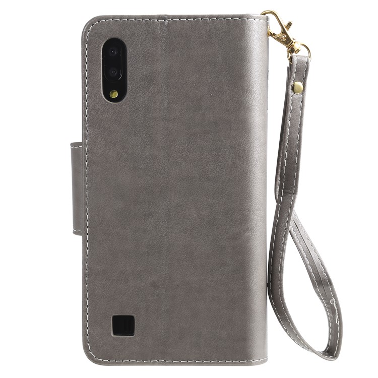 Imprinted Beauty Cat 9 Card Slots Leather Stand Case for Samsung Galaxy M10/A10 - Grey-3