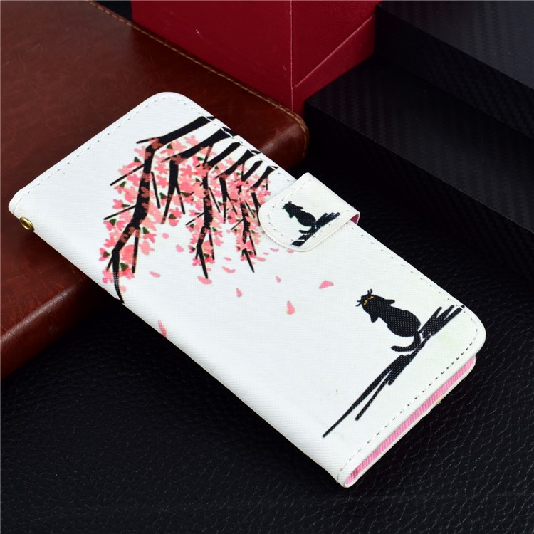 Pattern Printing Leather Wallet Stand Case for Samsung Galaxy A50 - Tree with Flowers-10