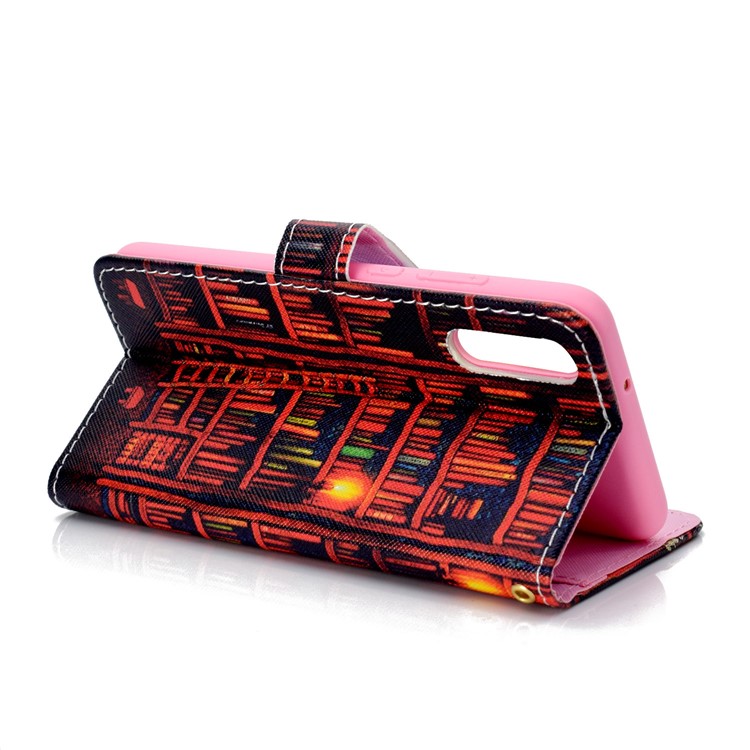 Pattern Printing Leather Wallet Stand Case for Samsung Galaxy A50 - Bookshelf-5