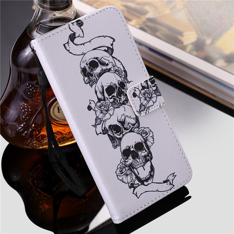 Pattern Printing Leather Wallet Stand Case for Samsung Galaxy A20 / Galaxy A30 - Cool Skull-9