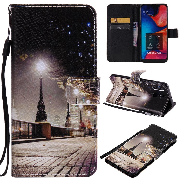 

Pattern Printing Leather Wallet Stand Case for Samsung Galaxy A20 / Galaxy A30 - Streetscape, Galaxy A30