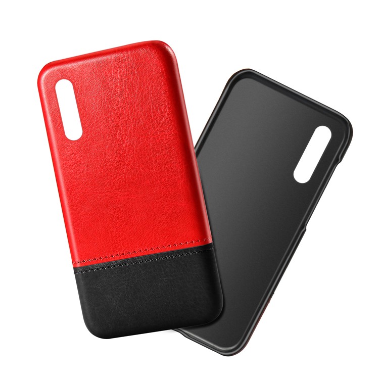 KSQ Dual-color Splicing PU Leather Coated TPU Casing for Samsung Galaxy A50 - Red/Black-2