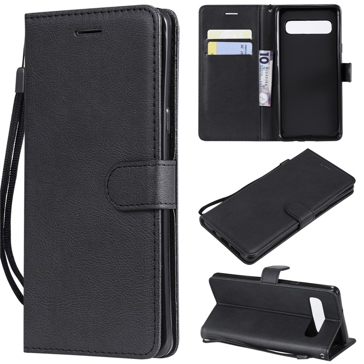 PU Leather Wallet Stand Phone Cover Case for Samsung Galaxy S10 5G - Black-1