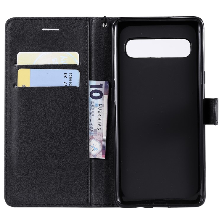 PU Leather Wallet Stand Phone Cover Case for Samsung Galaxy S10 5G - Black-4