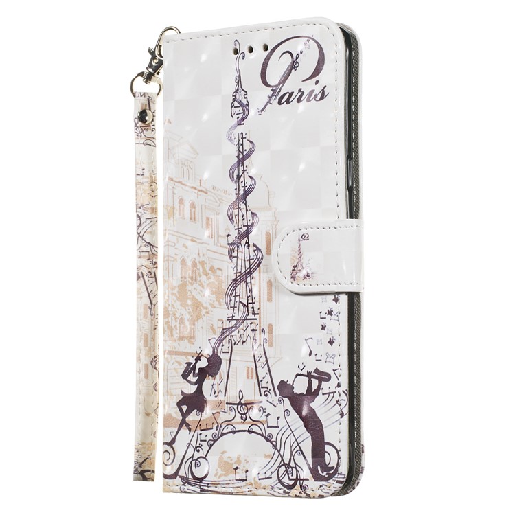 Light Spot Decor Patterned Leather Wallet Case for Samsung Galaxy S10 5G - Eiffel Tower-8