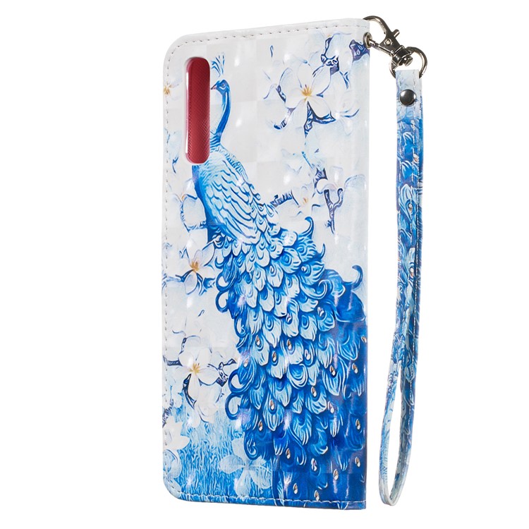 Light Spot Decor Patterned Leather Wallet Case for Samsung Galaxy A70 - Peacock-9