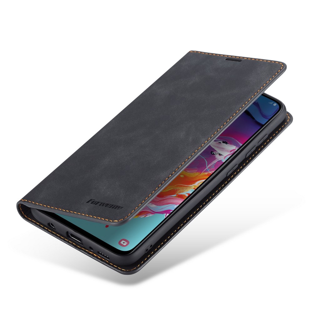 FORWENW Leather Wallet Stand Case for Samsung Galaxy A50 - Black-5