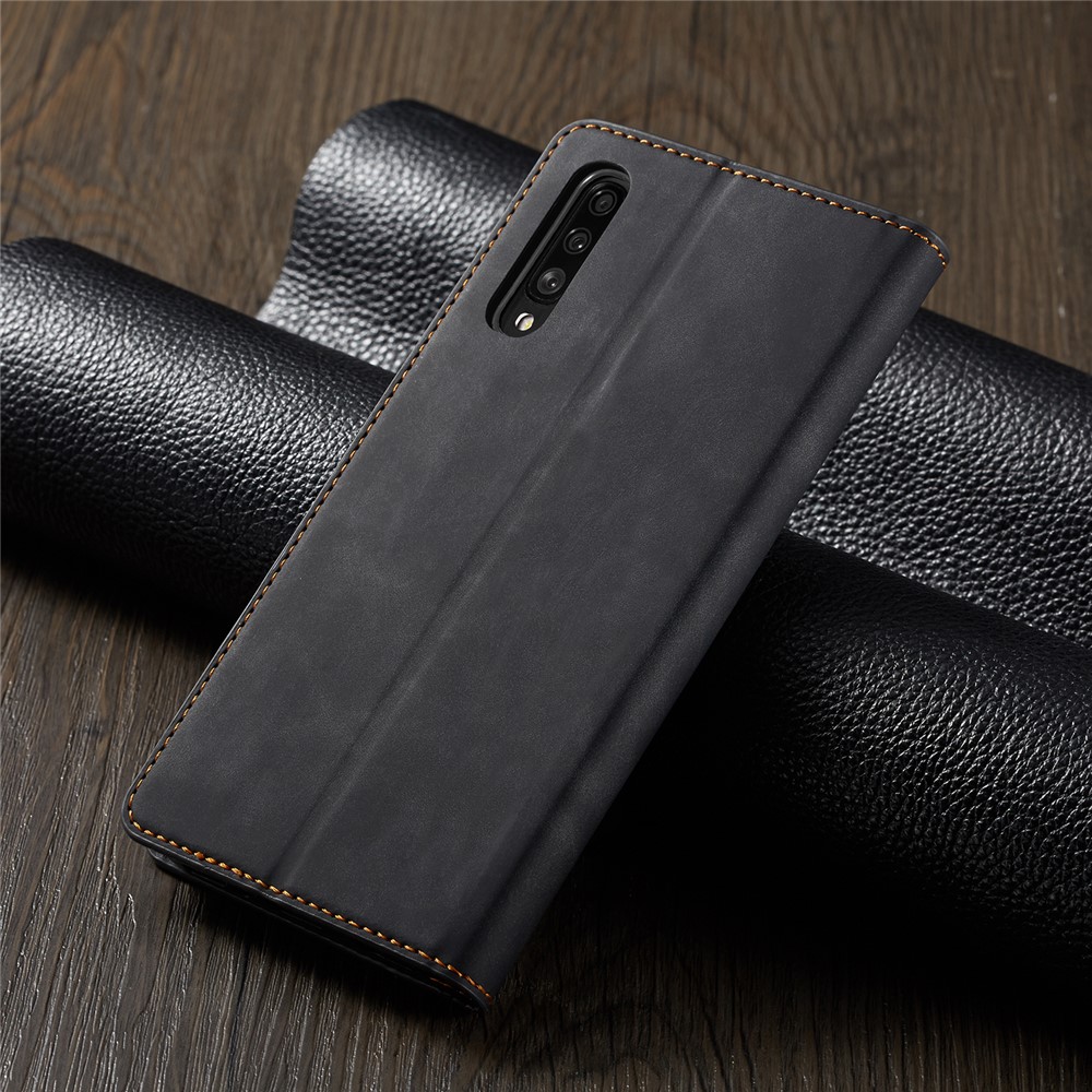 FORWENW Leather Wallet Stand Case for Samsung Galaxy A50 - Black-8