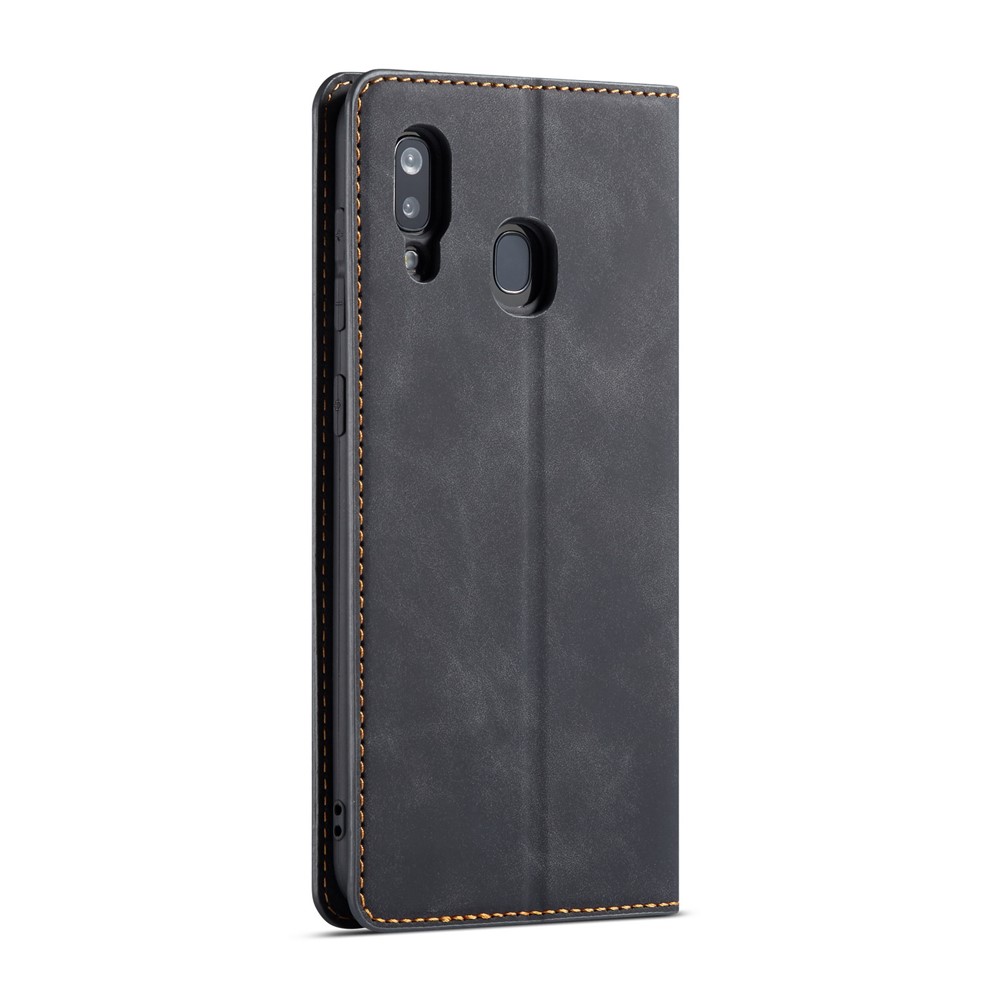 FORWENW Leather Wallet Case for Samsung Galaxy A40 - Black-3