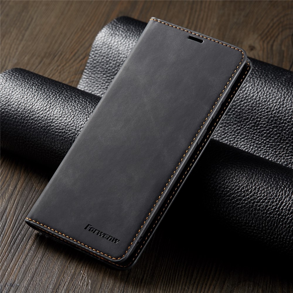 FORWENW Leather Wallet Case for Samsung Galaxy A40 - Black-7