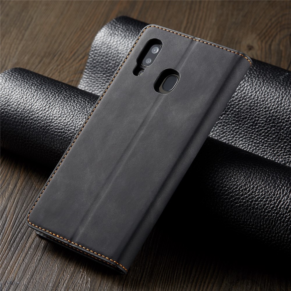 FORWENW Leather Wallet Case for Samsung Galaxy A40 - Black-8