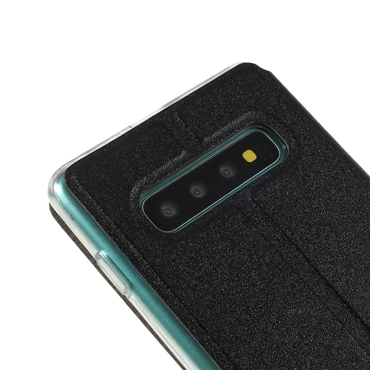 View Window Touch Slide Leather Stand Phone Cover for Samsung Galaxy S10 Plus - Black-5