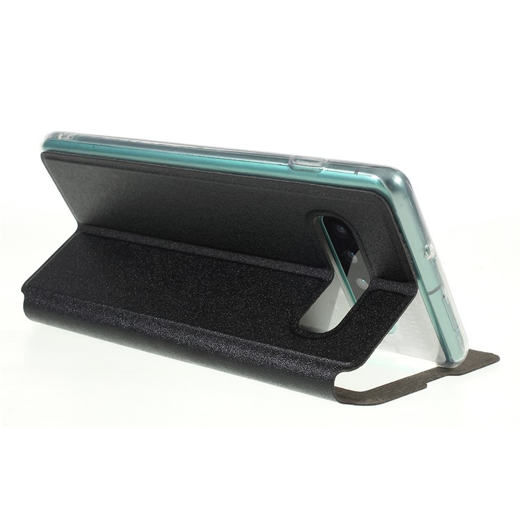 View Window Touch Slide Leather Stand Phone Cover for Samsung Galaxy S10 Plus - Black-7