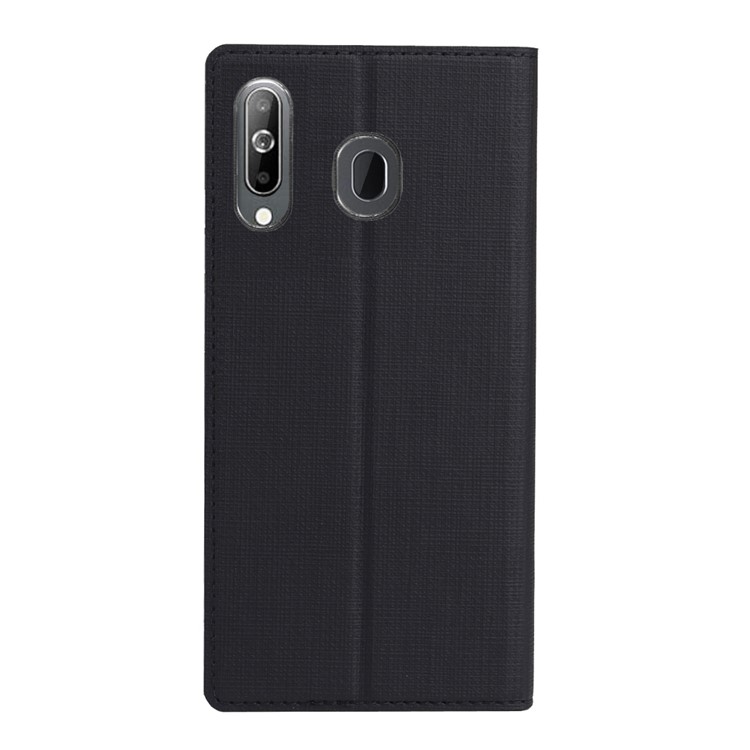 VILI DMX Cross Texture Leather Stand Case with Card Slot for Samsung Galaxy A60 - Black-4