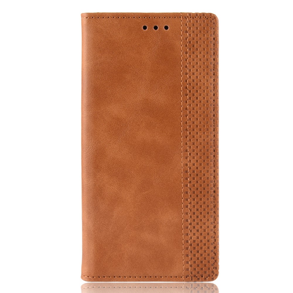 Auto-absorbed Vintage Leather Wallet Stand Shell for Samsung Galaxy S8 - Brown-2