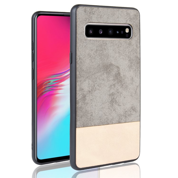

Двухцветная Искусственная Кожа + ПК + ТПУ Гибридный Телефон Чехол Для Samsung Galaxy S10 5G - Серый, Galaxy S10 5G