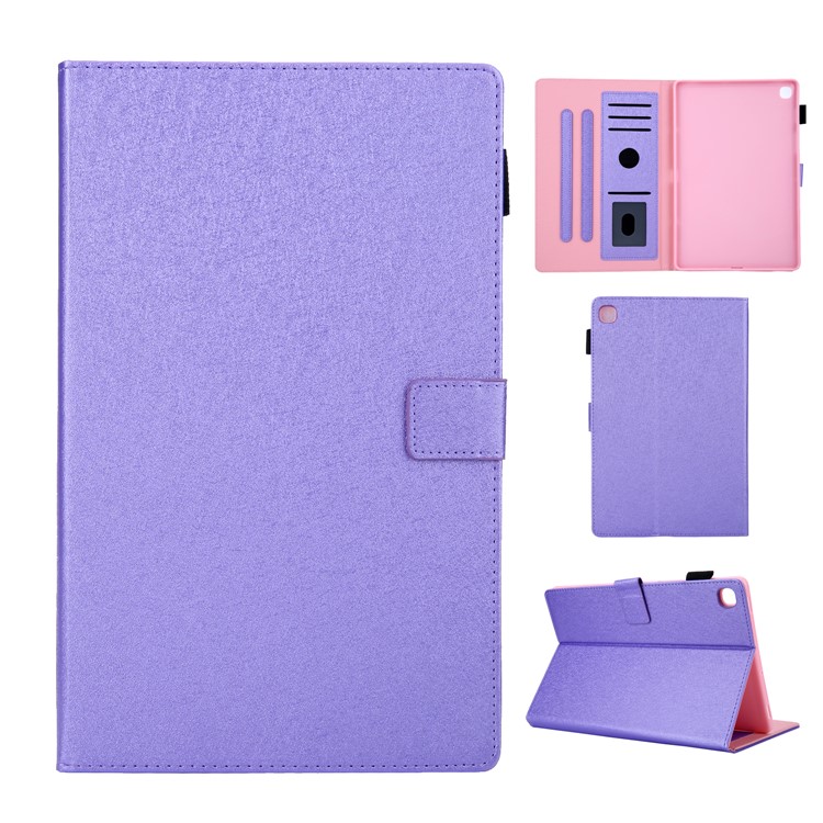 Lines Grain Card Slots Stand Flip Leather Tablet Protective Case for Samsung Galaxy Tab S5e SM-T720 - Purple-1