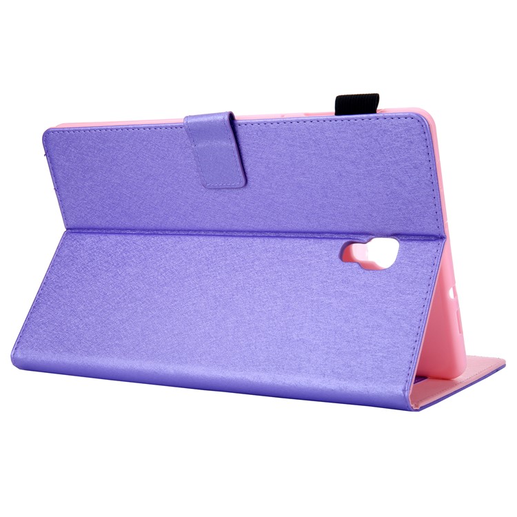 Linhas Slots de Placa de Textura Stand Conto de Couro Para Samsung Galaxy Tab A 10.5 (2018) SM-T590 / SM-T595 - Roxo