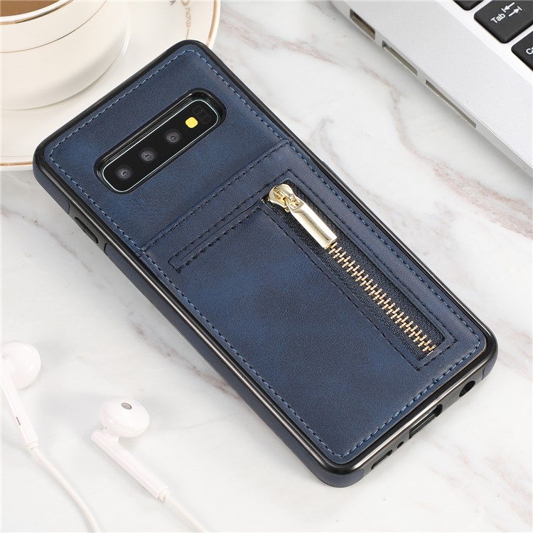 

Молния Кошелек Искусственная Кожа + Тпу Защитный Чехол Для Samsung Galaxy S10 - Синий, Galaxy S10