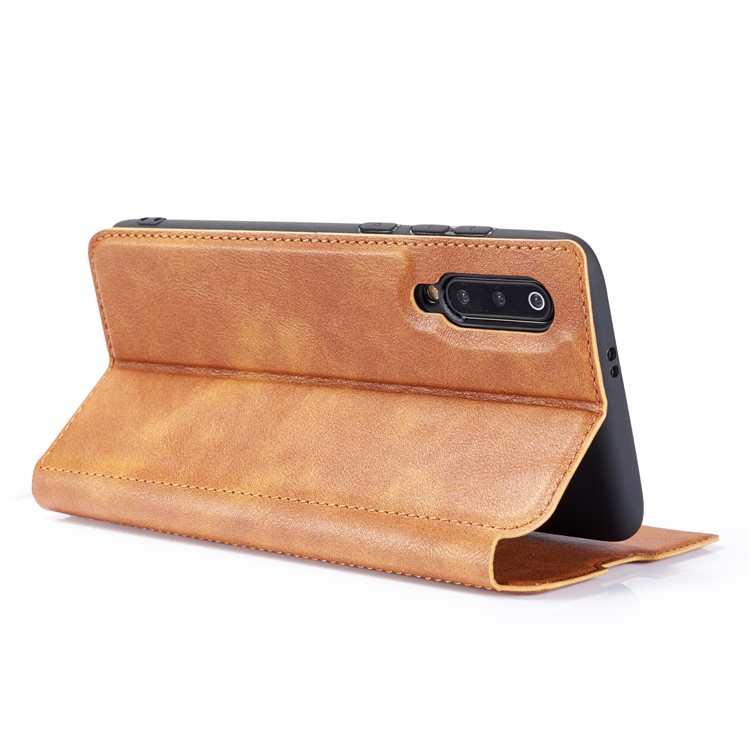 Ultra-thin Simple Style Leather Flip Phone Cover Case with Card Slots for Samsung Galaxy A50 - Brown-16