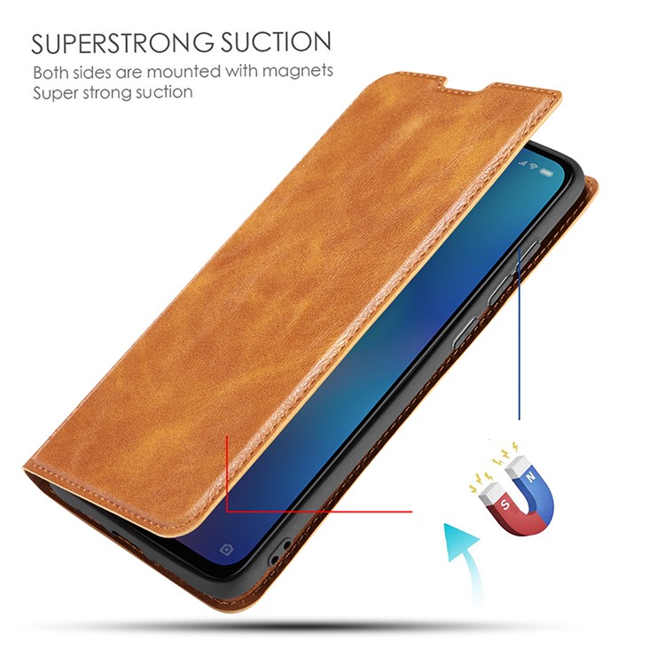 Ultra-thin Simple Style Leather Flip Phone Cover Case with Card Slots for Samsung Galaxy A50 - Brown-7