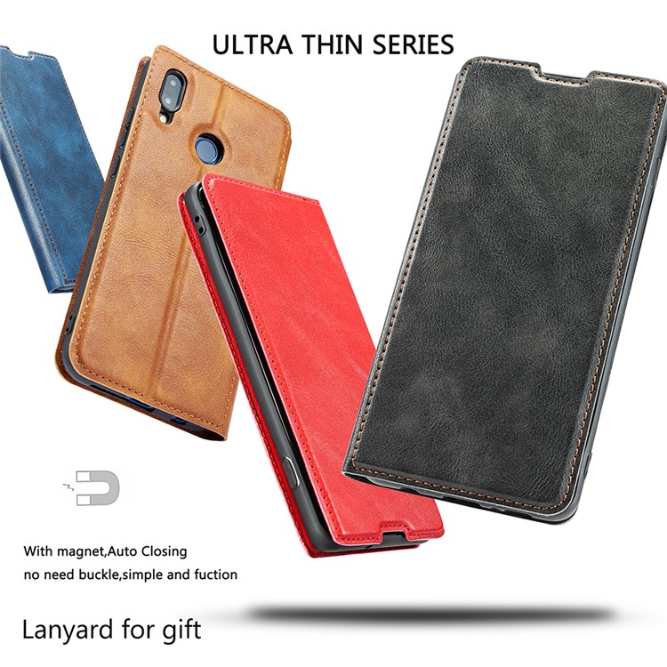 Ultra-thin Simple Style Leather Flip Phone Cover Case with Card Slots for Samsung Galaxy A40 - Brown-14