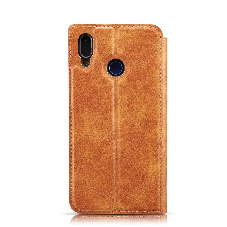 Ultra-thin Simple Style Leather Flip Phone Cover Case with Card Slots for Samsung Galaxy A20/A30 - Brown-4