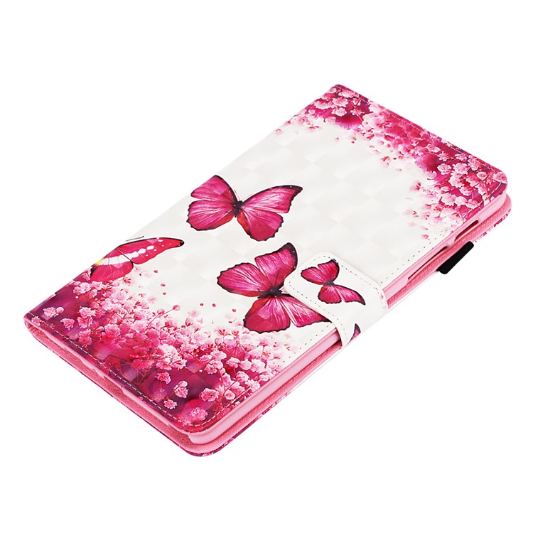 Cross Texture Pattern Printing Wallet Stand PU Leather Tablet Case for Samsung Galaxy Tab A 8 (2019) SM-P200 (Wi-Fi) / SM-P205 (LTE) - Red Butterflies and Flowers-6