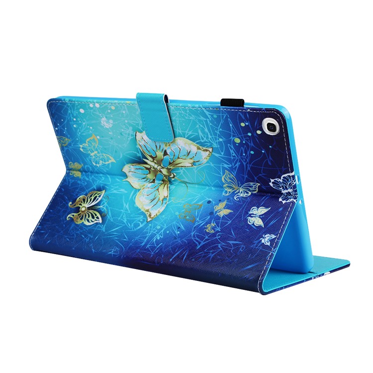 Pattern Printing Wallet Stand PU Leather Tablet Protective Case for Samsung Galaxy Tab A 10.1 (2019) T510/T515 - Golden Butterflies-4