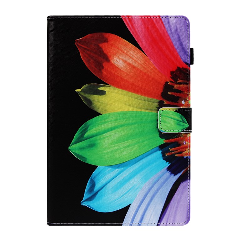 Cross Texture Pattern Printing Wallet Stand PU Leather Tablet Protective Cover for Samsung Galaxy Tab S5e SM-T720 / SM-T725 - Colorful Petals-2