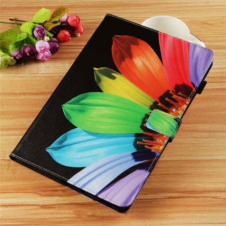 Cross Texture Pattern Printing Wallet Stand PU Leather Tablet Protective Cover for Samsung Galaxy Tab S5e SM-T720 / SM-T725 - Colorful Petals-9