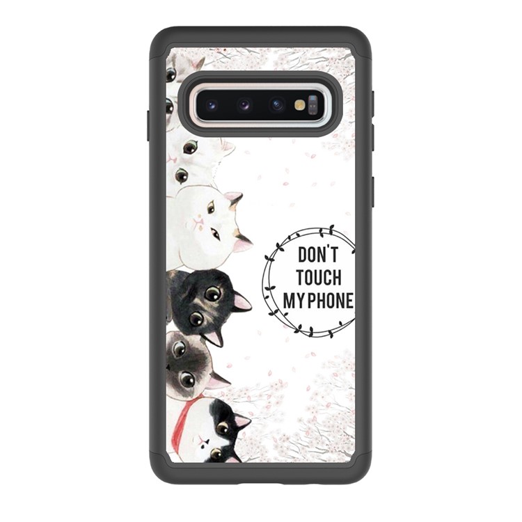 2 in 1 Pattern Printing PU Leather Coated TPU Phone Case for Samsung Galaxy S10 - Black / Many Cats-3