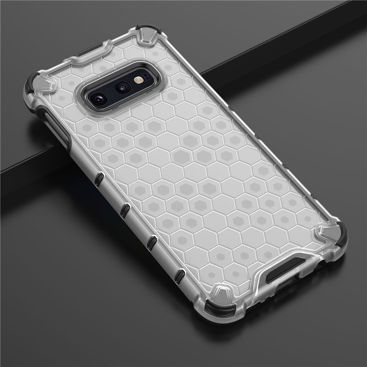 Caixa de Telefone Hybrid Pattern TPU à Prova de Choque de Honeycomb Para Samsung Galaxy S10e - Branco-10