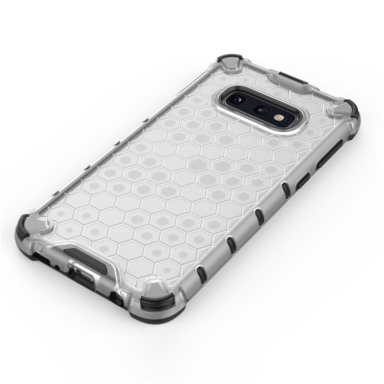 Modèle en Nid D'abeille TPU à L'épreuve du Choc + PC Case de Téléphone Hybride Pour Samsung Galaxy S10e - Blanche