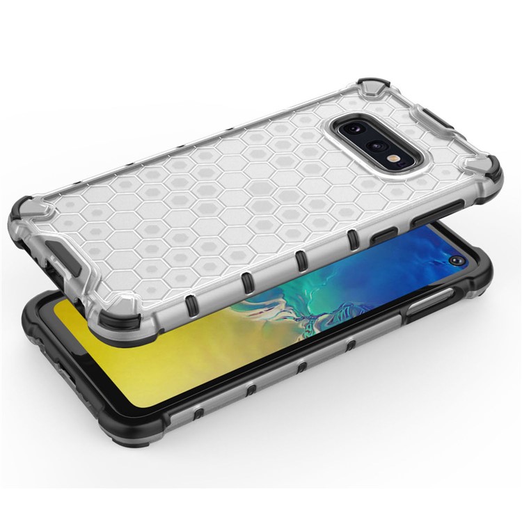 Caixa de Telefone Hybrid Pattern TPU à Prova de Choque de Honeycomb Para Samsung Galaxy S10e - Branco-3