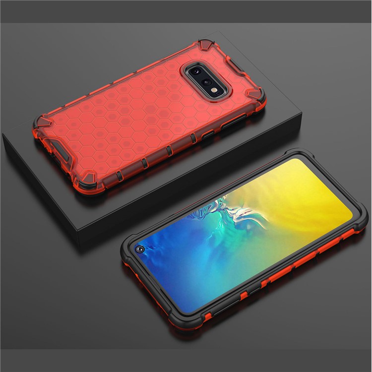 Honeycomb Pattern Shock-proof TPU + PC Hybrid Phone Case for Samsung Galaxy S10e - Red-2