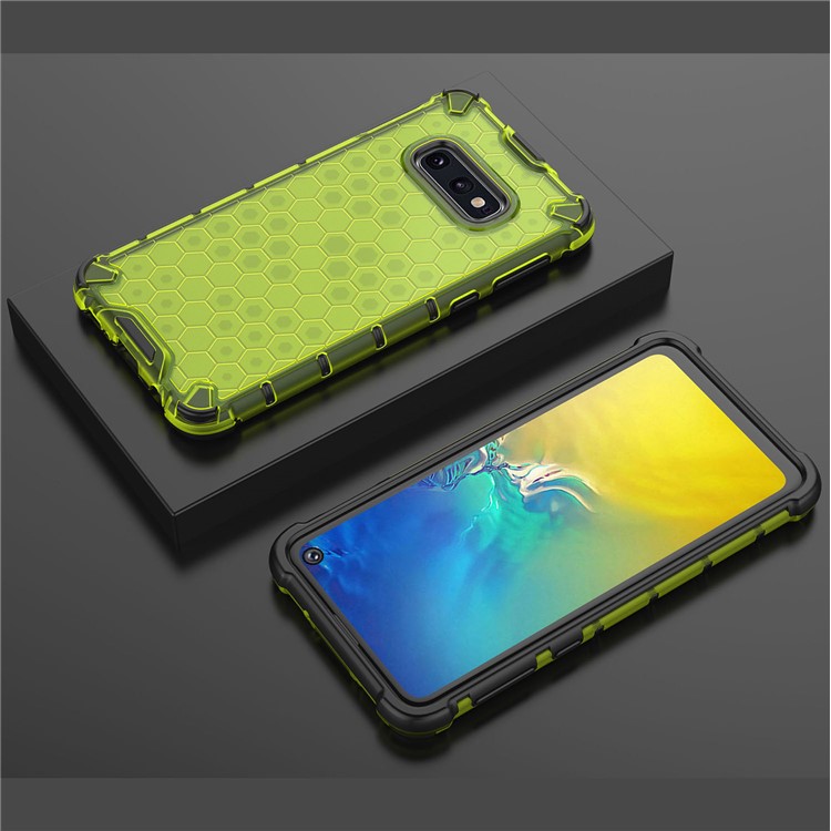 Honeycomb Pattern Shock-proof TPU + PC Hybrid Phone Case for Samsung Galaxy S10e - Green-2