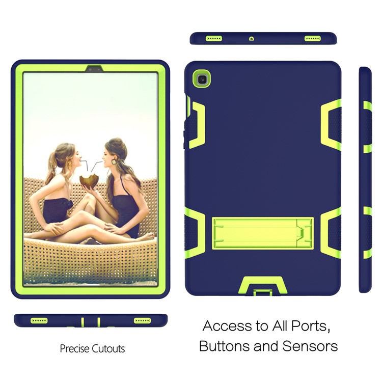 Shock Proof Hybrid TPU + PC Tablet Cover with Kickstand for Samsung Galaxy Tab S5e SM-T720 - Dark Blue / Green-4