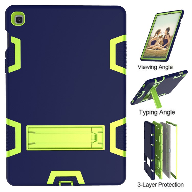 TPU Hybrid TPU + PC à Prova de Choque Com Kickstand Para Samsung Galaxy Tab S5e SM-T720 - Azul Escuro / Verde