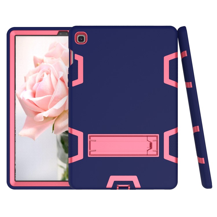 Shock Proof Hybrid TPU + PC Tablet Cover with Kickstand for Samsung Galaxy Tab S5e SM-T720 - Dark Blue / Rose-5