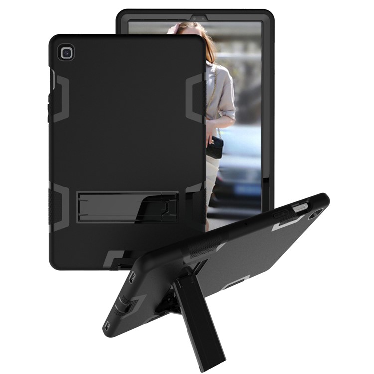 Shock Proof Hybrid TPU + PC Tablet Cover with Kickstand for Samsung Galaxy Tab S5e SM-T720 - All Black-1