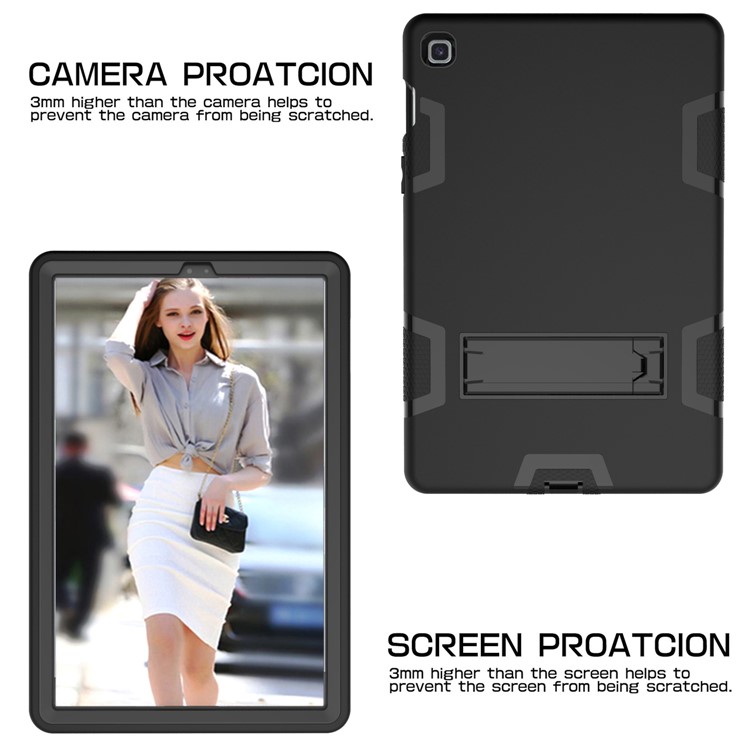 Shock Proof Hybrid TPU + PC Tablet Cover with Kickstand for Samsung Galaxy Tab S5e SM-T720 - All Black-3